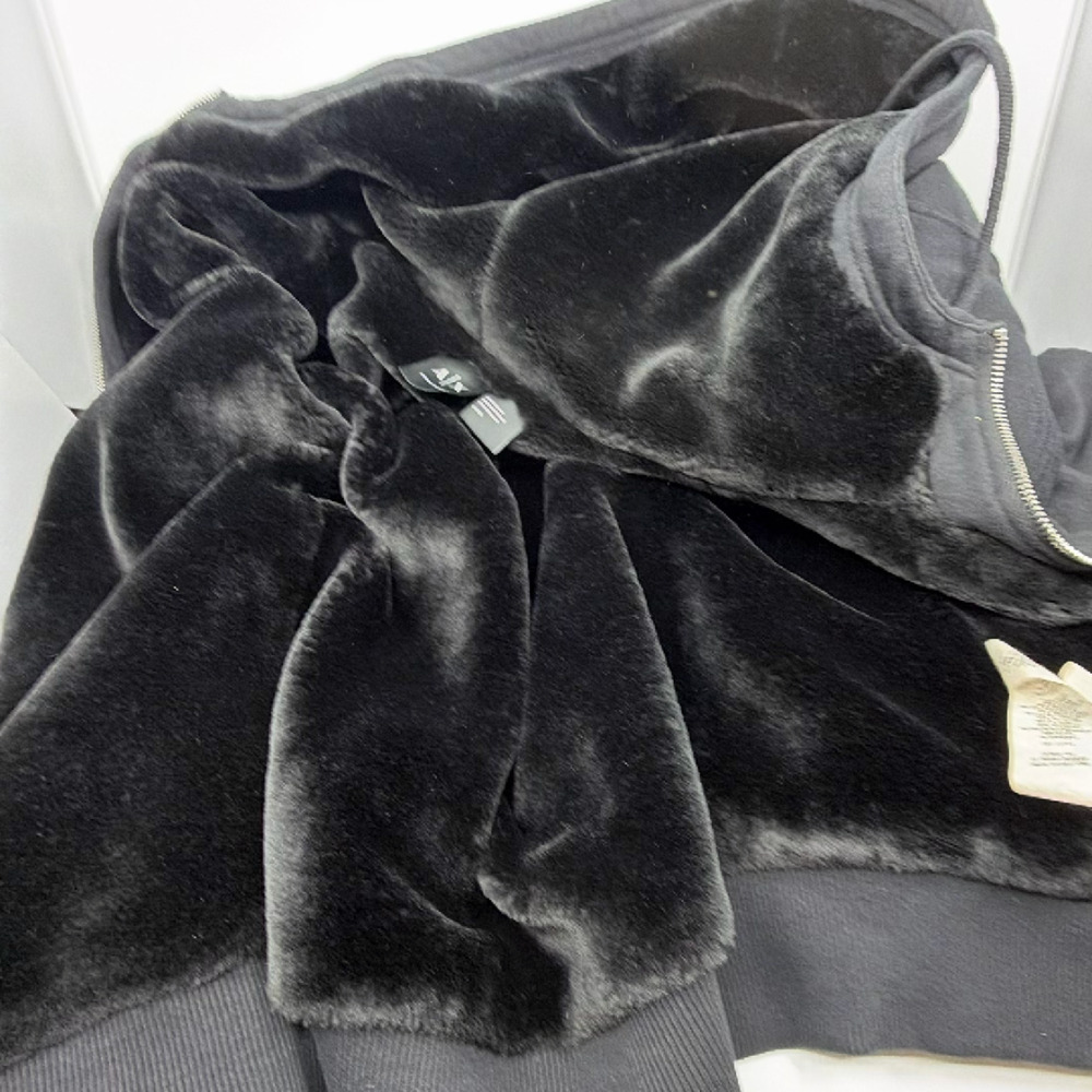 Armani Exchange Black Faux Fur Lined Large Hoodie - Picture 5 of 8